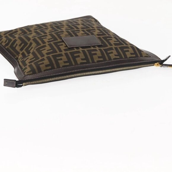 FENDI Zucca Canvas Pouch Black Brown Auth - Picture 6 of 15